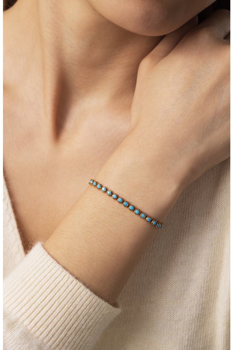 Turquoise Bezel Set Tennis Bracelet, Alternate, color, Gold