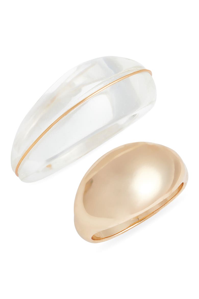 Set of 2 Statement Rings, Main, color, CLEAR- GOLD