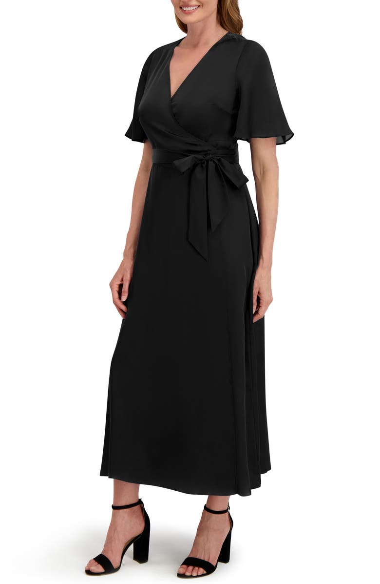 Laundry by Shelli Segal Madison Faux Wrap Maxi Dress, Alternate, color, Black Onyx