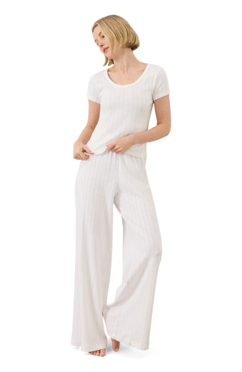 Organic Cotton Pointelle Wide Leg Pant