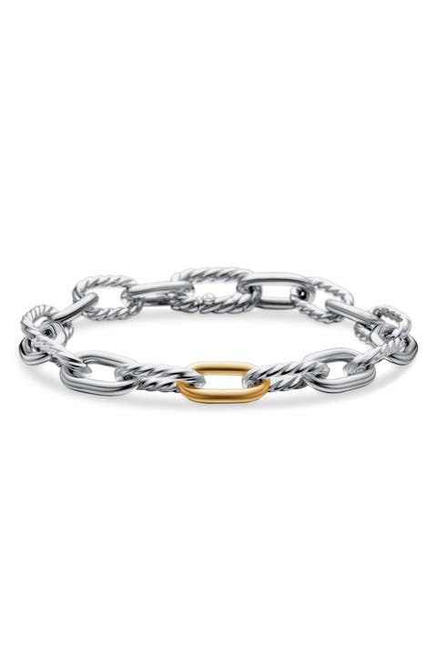 DY Madison Chain in Sterling Silver with 18K Gold Bracelet, 8.5mm