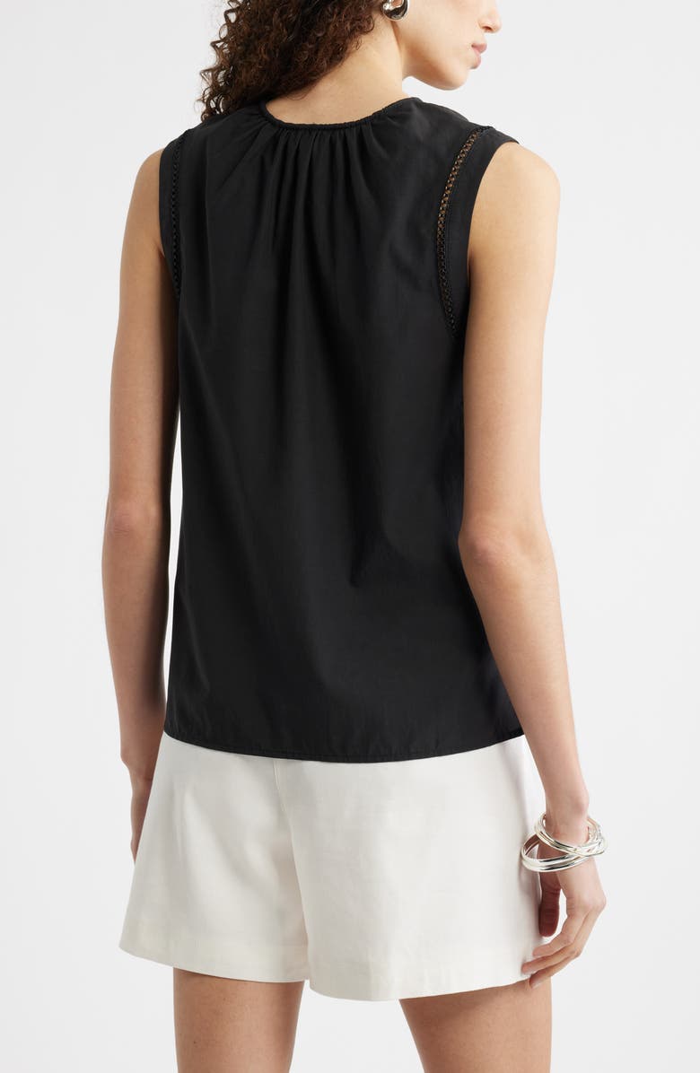 Nordstrom Lace Inset Tie Front Top, Alternate, color, Black