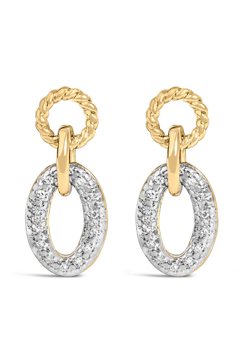 Gold Vermeil 1/10 Cttw Diamond Oval Link Earrings, Main, color, Silver