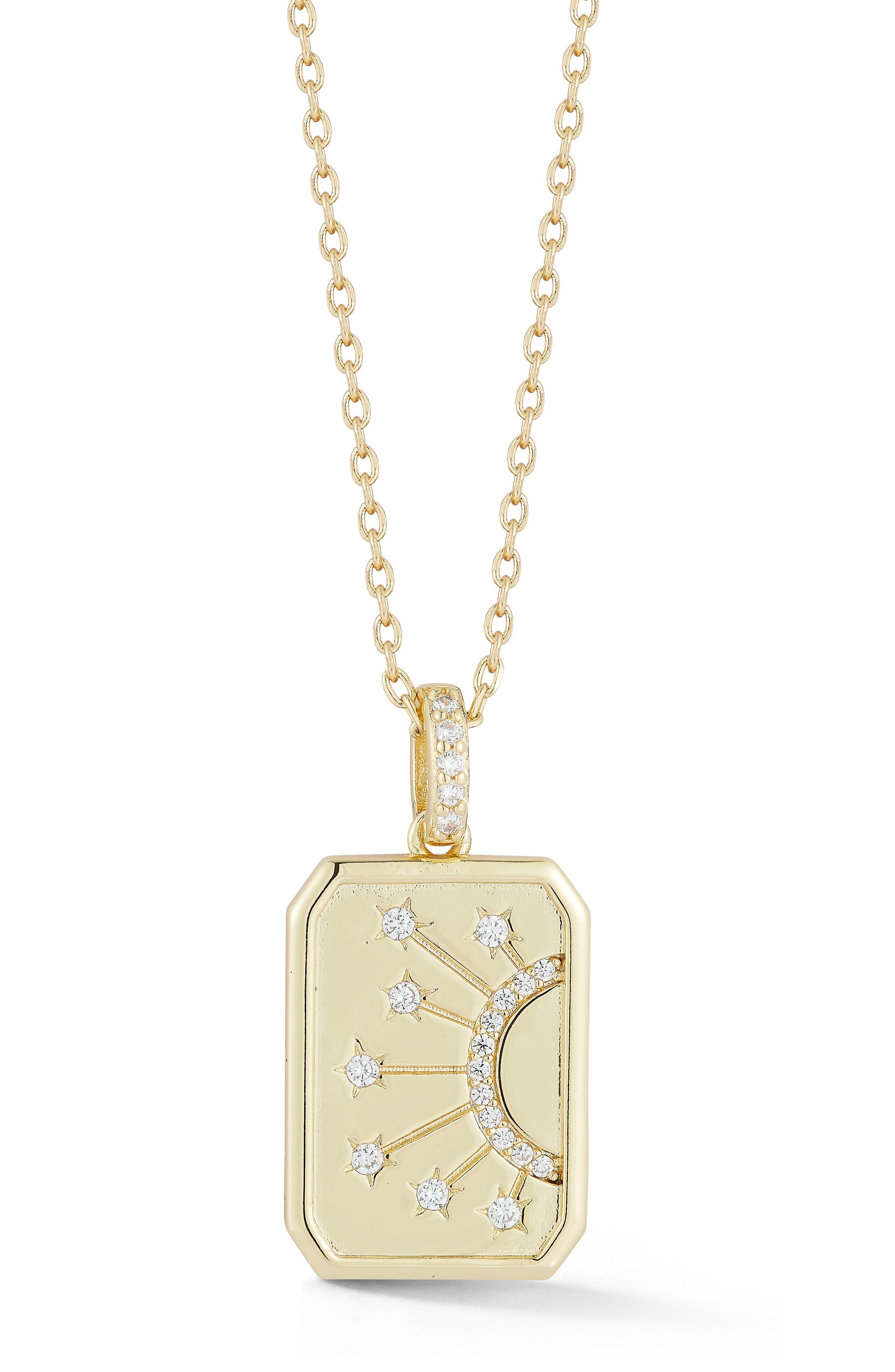 Sphera Milano Cubic Zirconia Celestial Tag Pendant Necklace In Gold