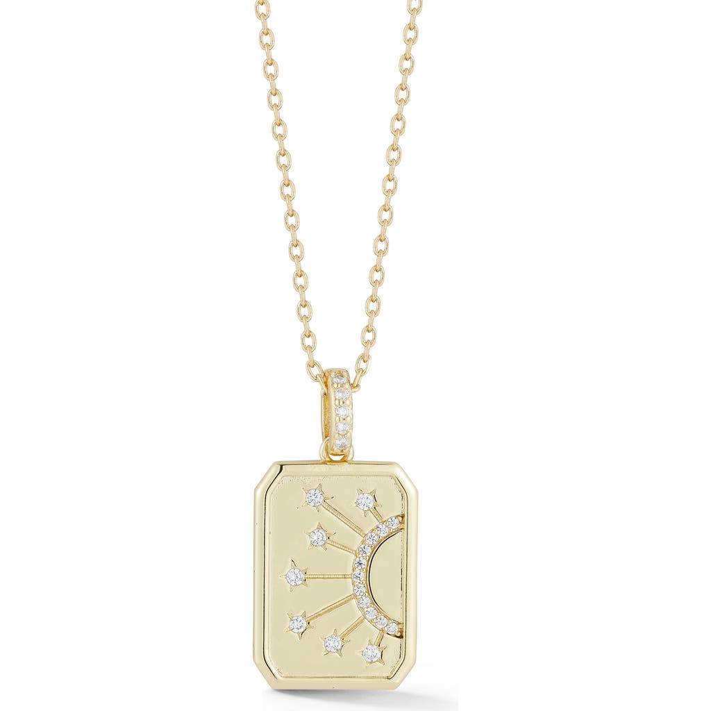 Sphera Milano Cubic Zirconia Celestial Tag Pendant Necklace In Gold