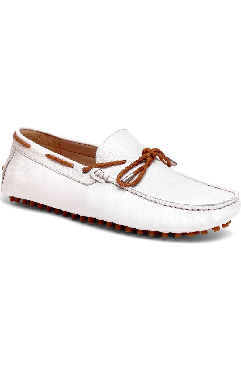 CARLOS SANTANA Mesa Perforated Leather Driver, Main, color, White