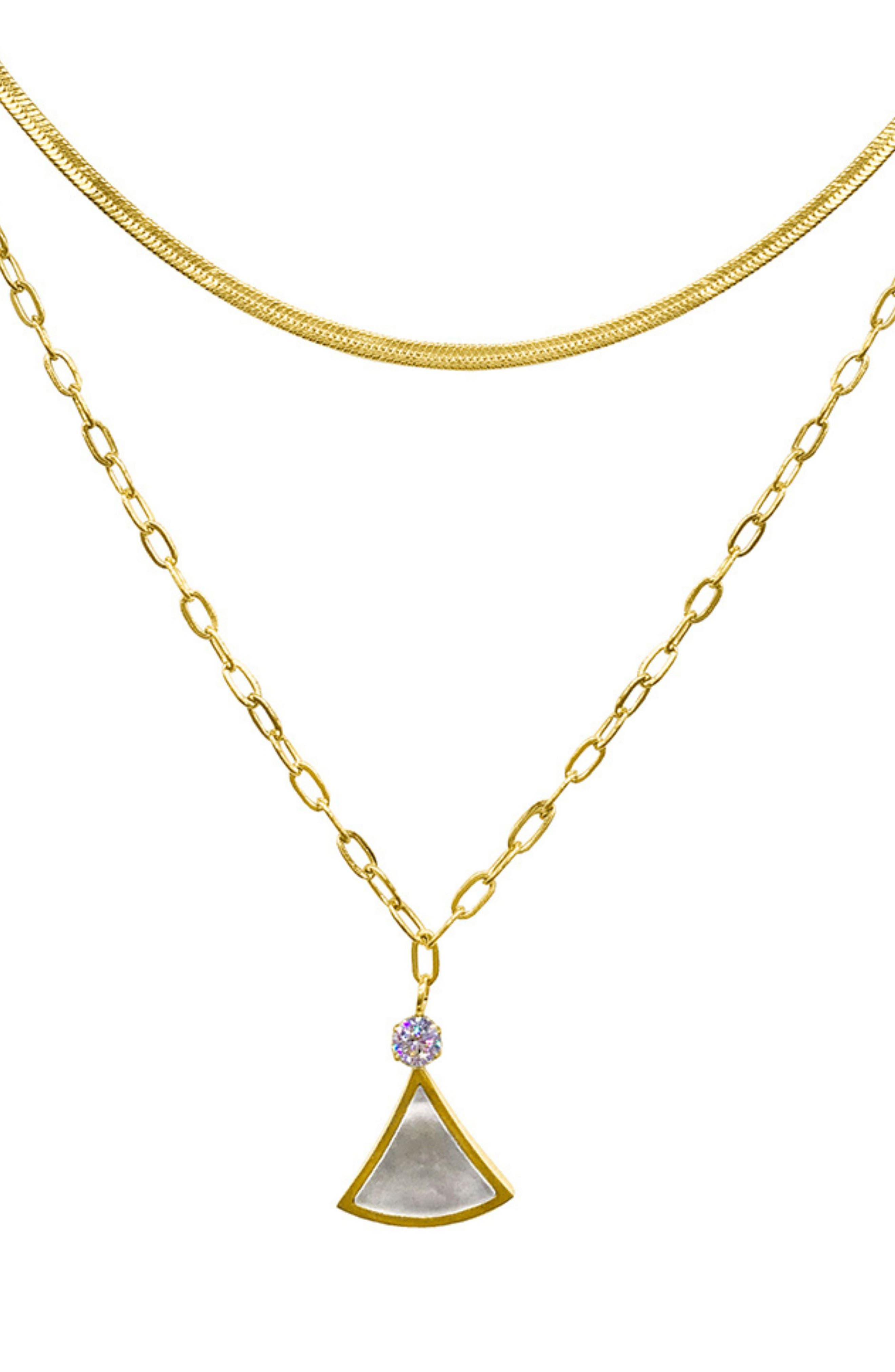 Adornia Water Resistant 14K Yellow Gold Vermeil Layered Mixed Chain ...