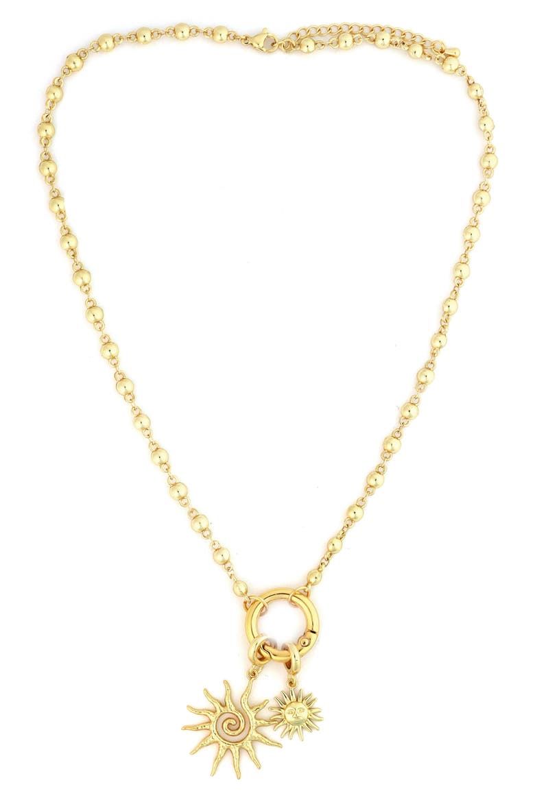 Sunburst Pendant Necklace, Main, color, GOLD