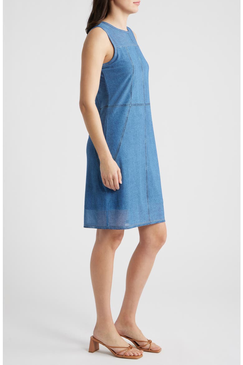 Denim & Mesh Minidress, Alternate, color, INDIGO