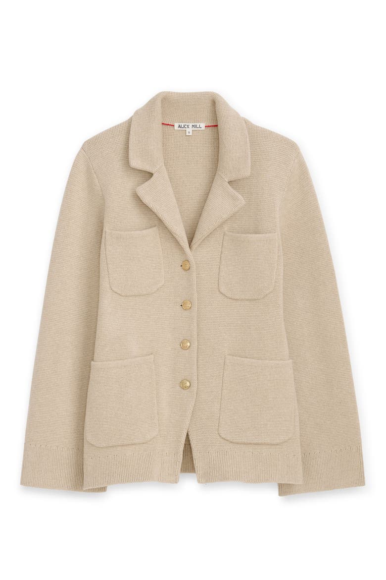Notched Collar Cotton & Cashmere Cardigan, Alternate, color, SAND