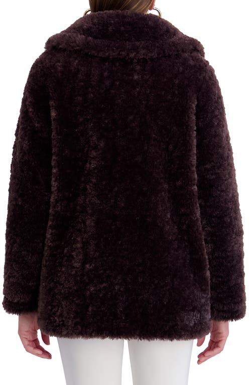 Kensie Faux Shearling Coat In Brown