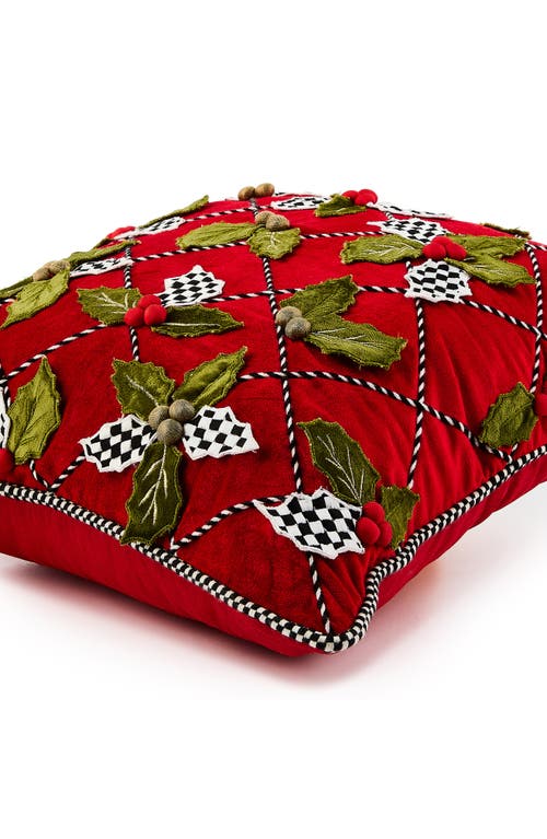 Mackenzie-childs Mackenzie Childs Holly Lattice Throw Pillow In Red