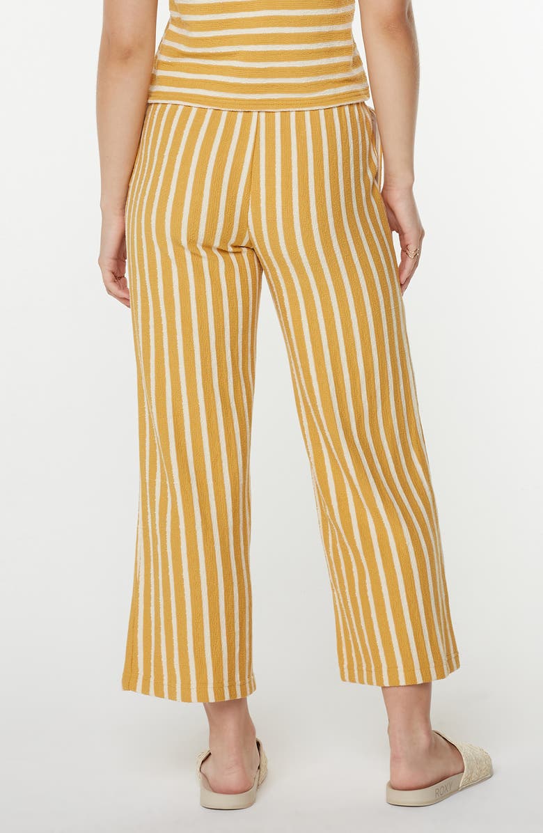 Roxy Java Stripe Cotton Terry Pants, Alternate, color, Amber Gold