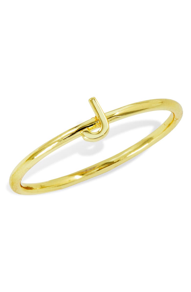 SAVVY CIE JEWELS 18K Yellow Gold Plated Initial Ring, Main, color, Gold J