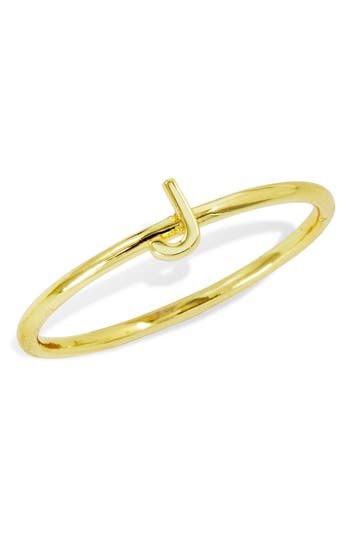 Savvy Cie Jewels 18k Yellow Gold Plated Initial Ring In Gold J