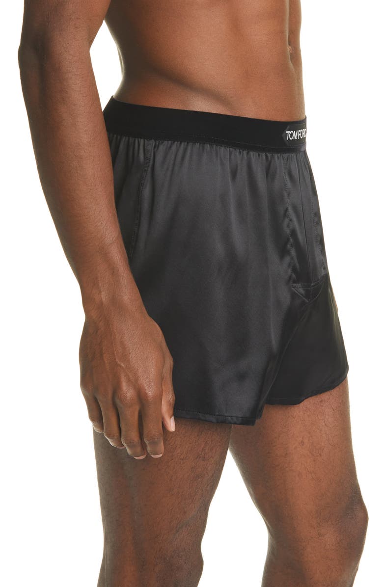 TOM FORD Stretch Silk Boxers, Alternate, color, Black