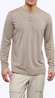 Cuts AO Curved Hem Long Sleeve Henley