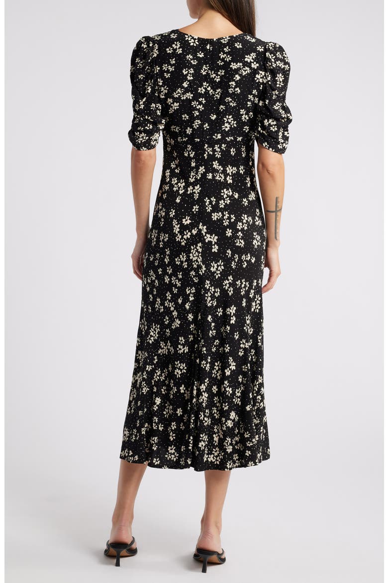 Zariah Floral Puff Sleeve Midi Dress, Alternate, color, NOIR FLORAL