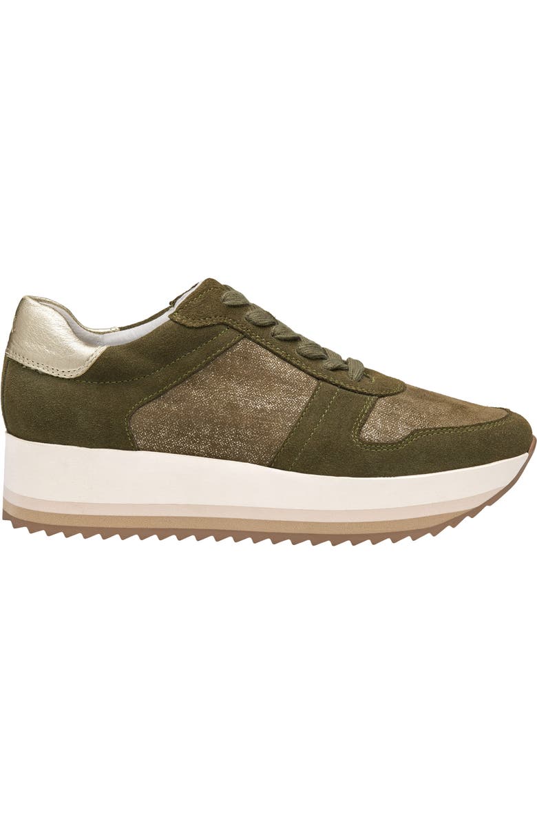 Johnston
Murphy Gracie Colorblock Platform Sneaker, Alternate, color, Olive Suede / Metallic Suede