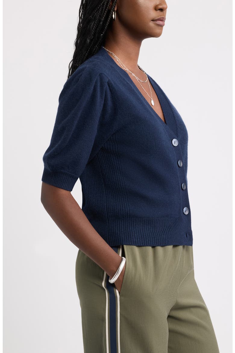Wool & Cashmere Puff Sleeve Cardigan, Alternate, color, NAVY NIGHT