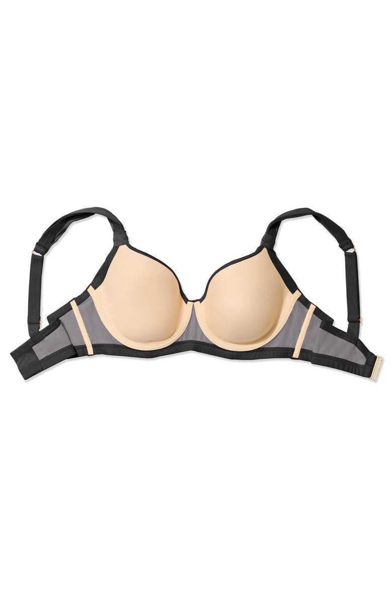 Bra Sized Drape Front Underwire Bikini Top, Alternate, color, Black