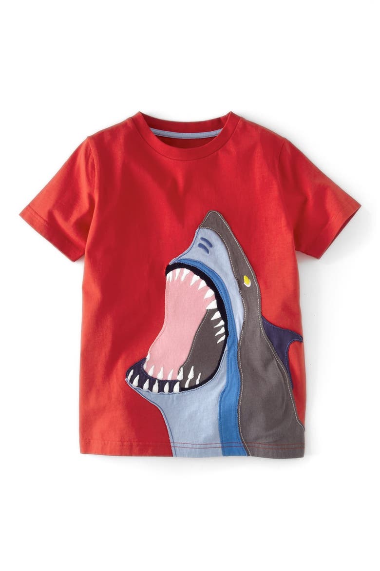'Big Appliqué' Short Sleeve T-Shirt, Main, color, TOMATO/ SHARK