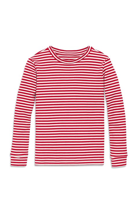 Kids Organic Long Sleeve Pj Top In Stripe (Toddler, Little Kid, Big Kid)