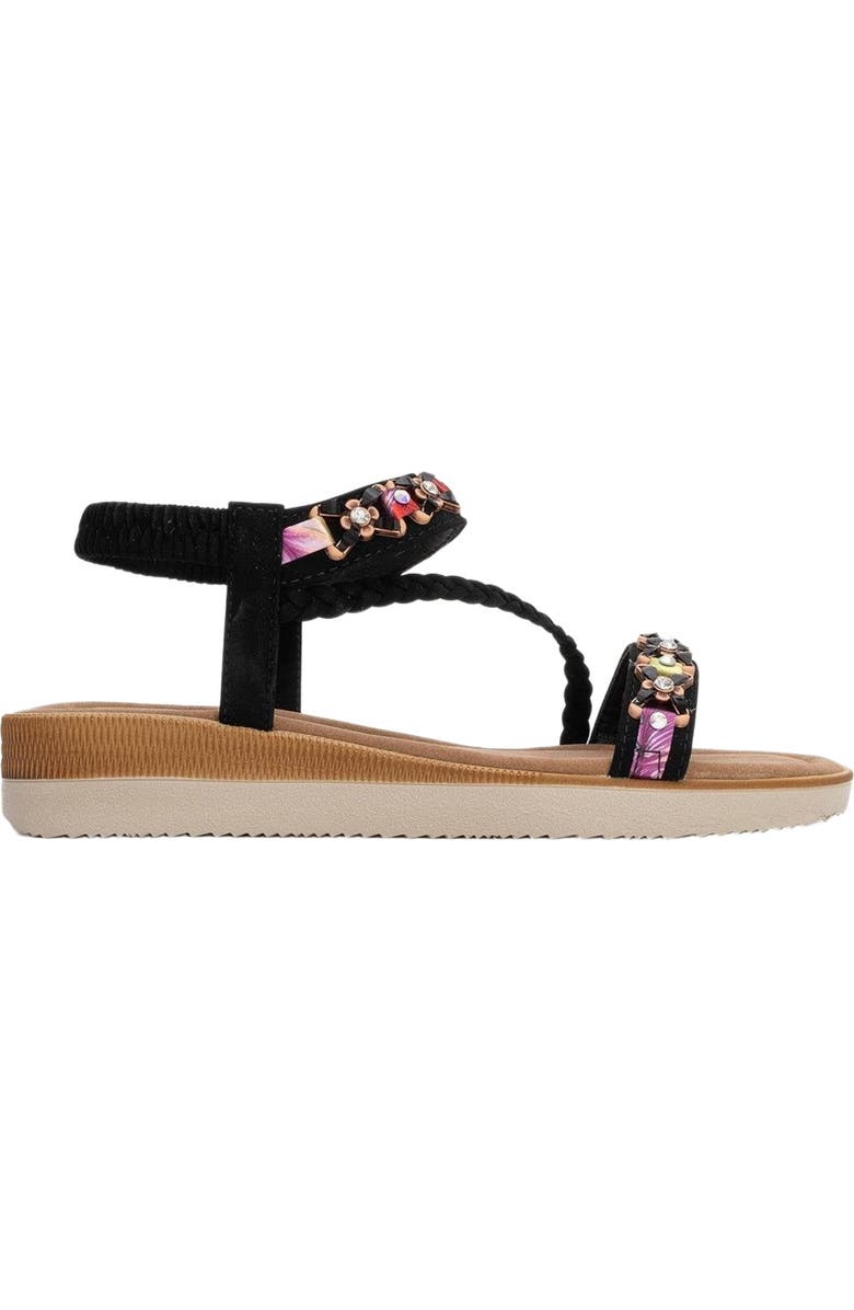 Prologue Shoes YUAN Braided Strap Sandal, Alternate, color, Black Faux Leather