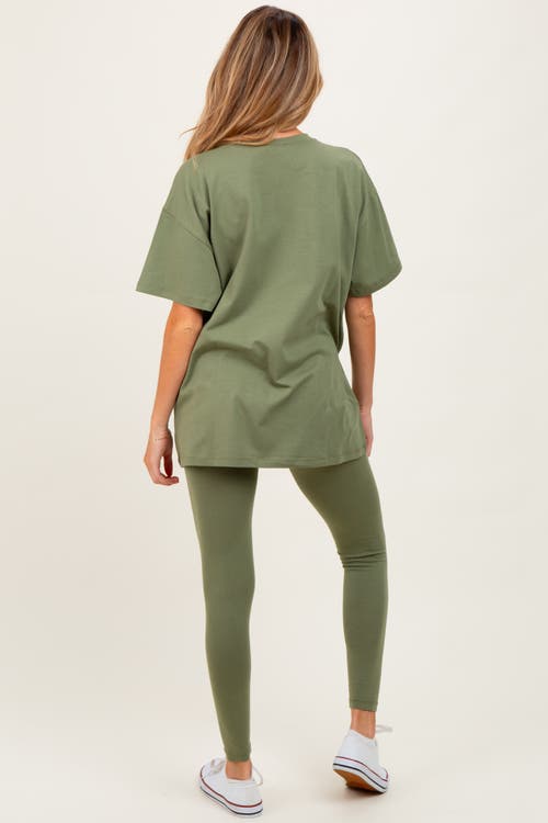 Pinkblush Oversized Crewneck Short Sleeve And Legging Set In Green