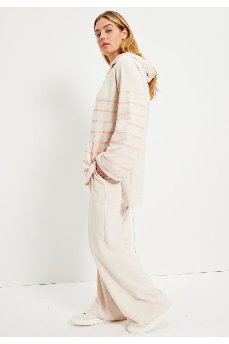 Bell-Sleeve French Terry Sweatshirt, Alternate, color, NAVY HORIZONTAL STRIPE