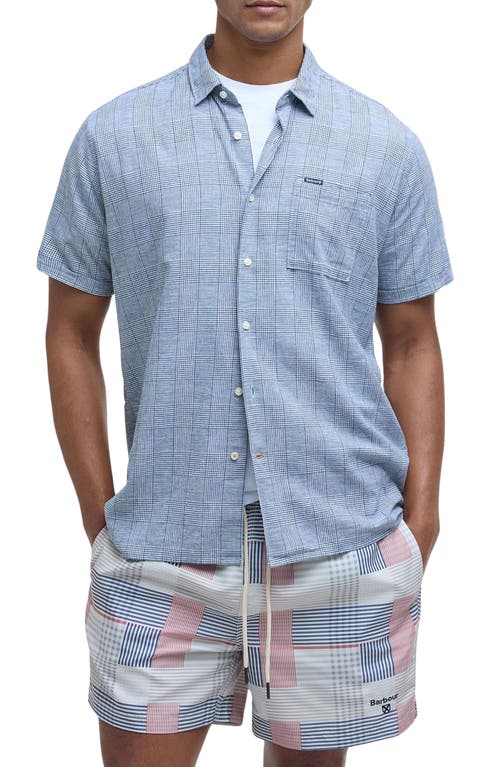 Barbour Hartland Linen Blend Button-up Shirt In Navy