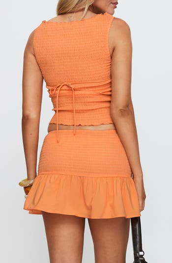 Rosamarie Shirred Ruffle Miniskirt