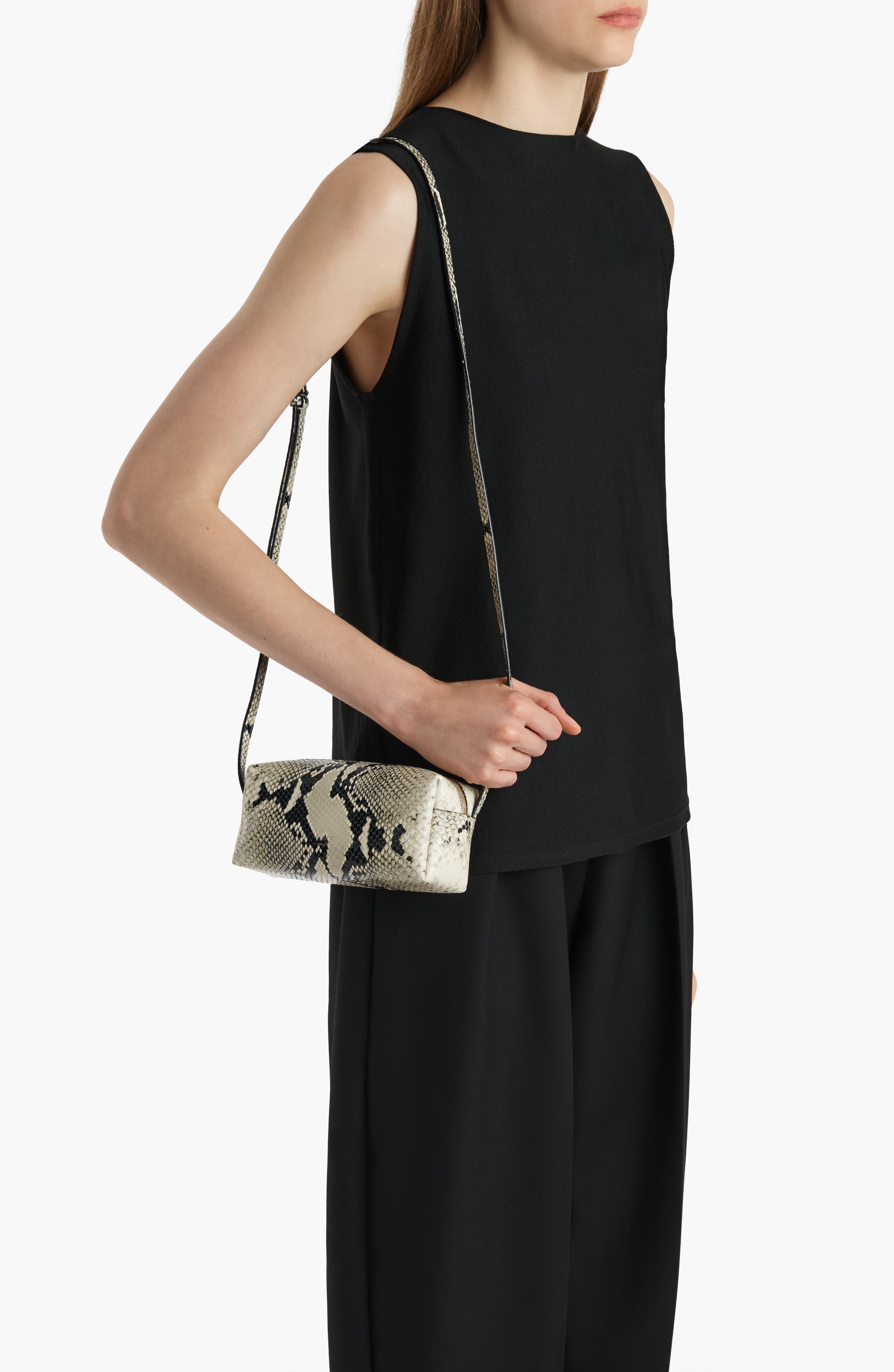 Khaite Mini Kye Snakeskin Embossed Leather Crossbody Bag, Alternate, color, Natural 121