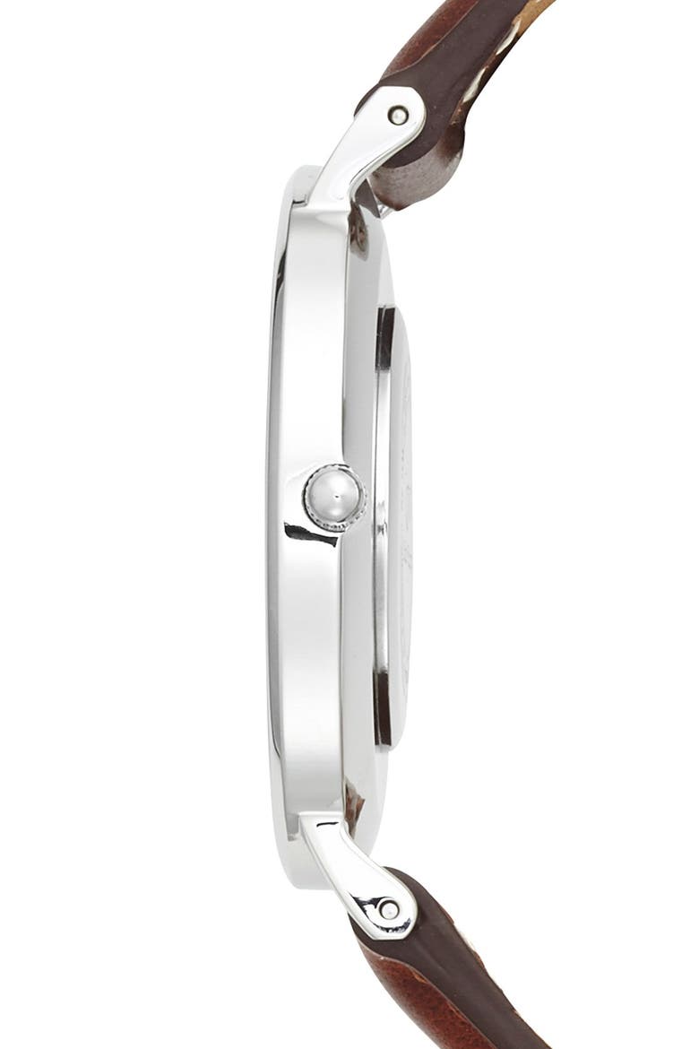 'Classic St. Mawes' Leather Strap Watch, 36mm, Alternate, color, BROWN/ SILVER