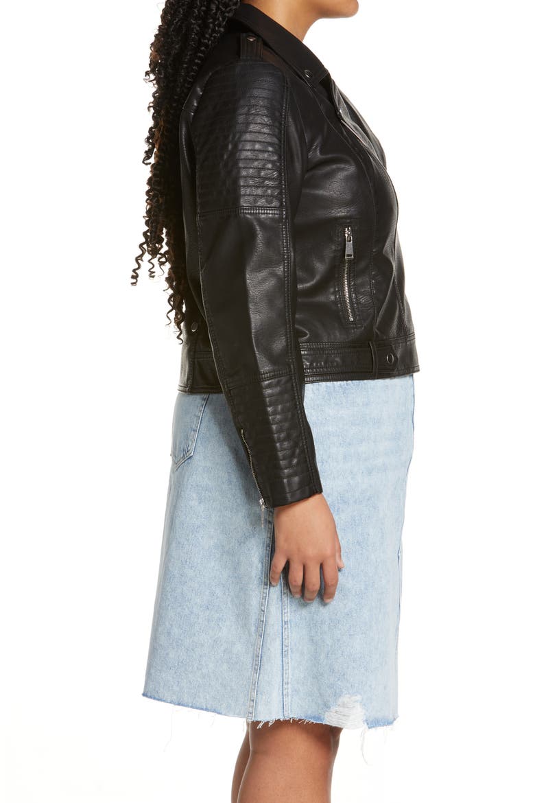 Kerri Faux Leather Crop Jacket, Alternate, color, BLACK