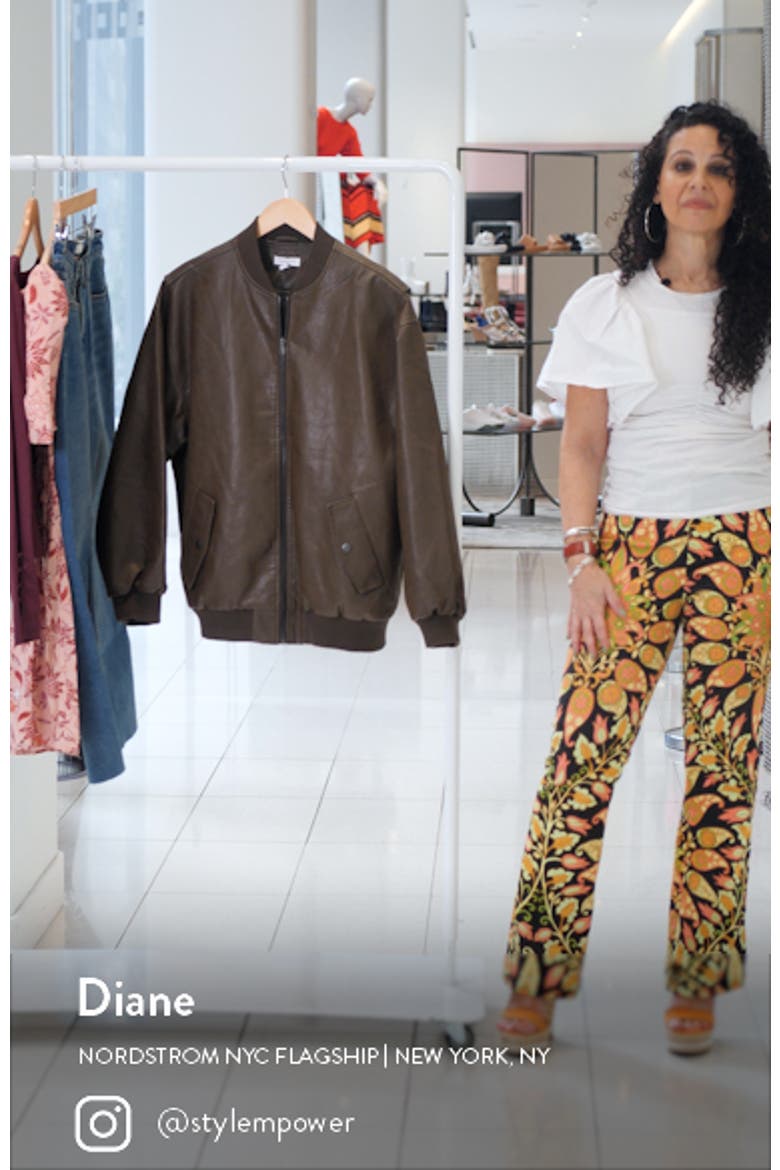 Oversize Washed Faux Leather Bomber Jacket video