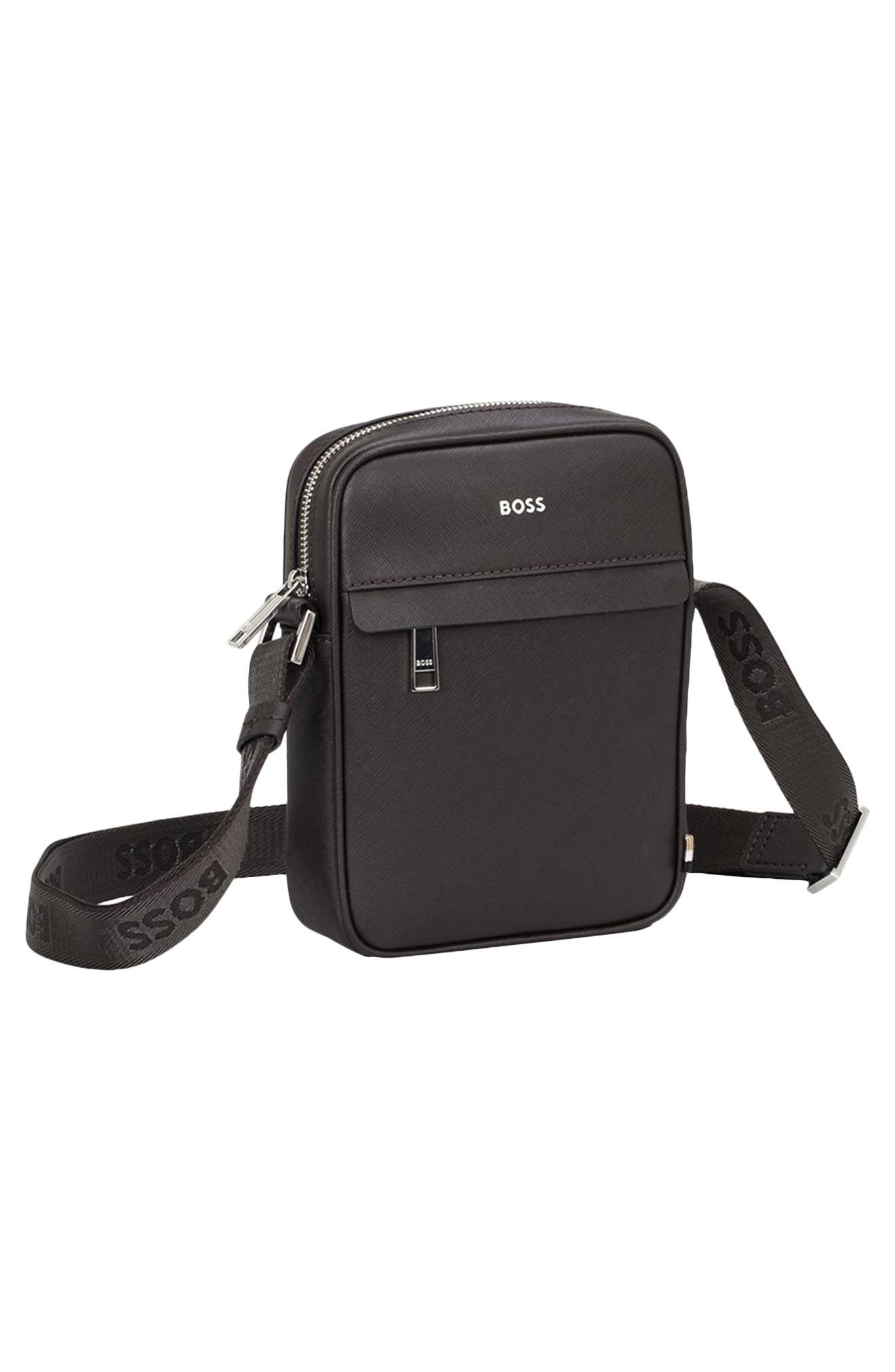 Zair Bonded Leather North/South Crossbody Bag, Alternate, color, DARKEST BROWN