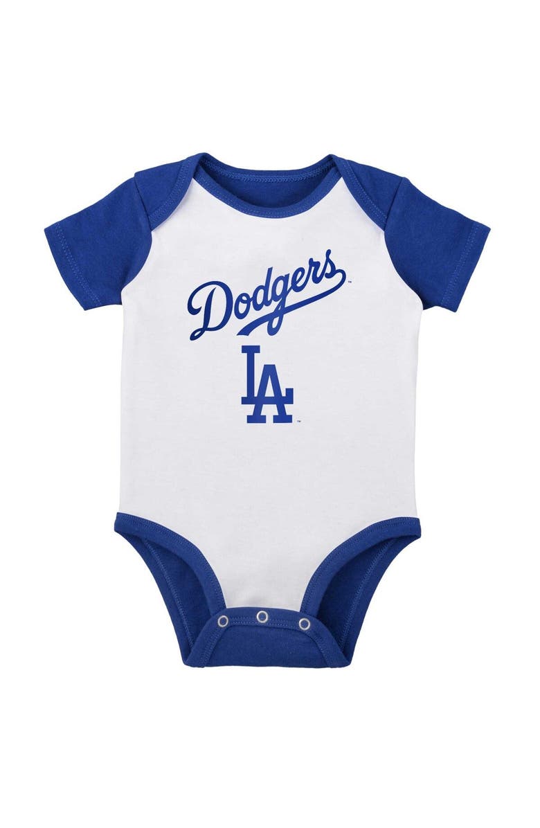 Outerstuff Infant White/Heather Gray Los Angeles Dodgers Two-Pack Little Slugger Bodysuit Set, Alternate, color, White