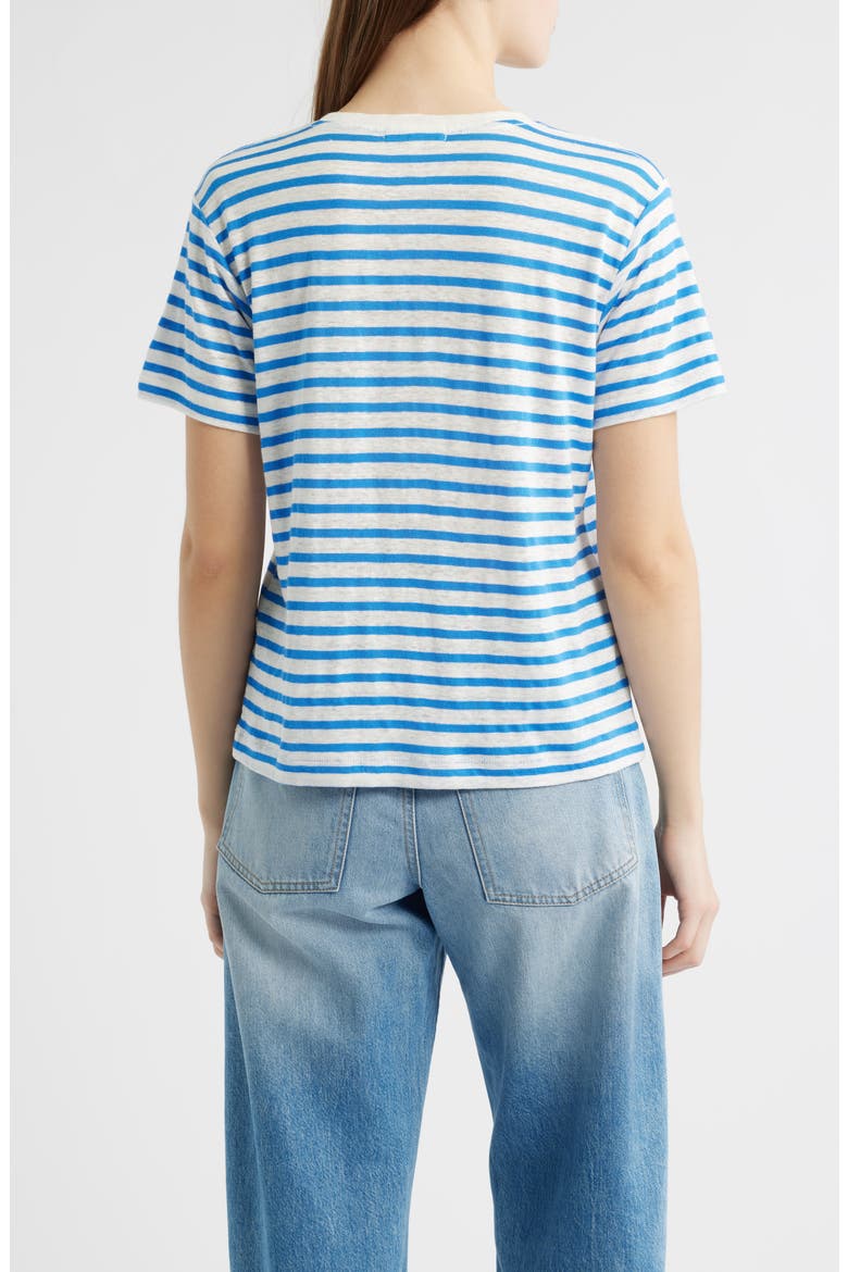 Garcon Stripe Linen Blend T-Shirt, Alternate, color, BLUE/ OFF WHITE
