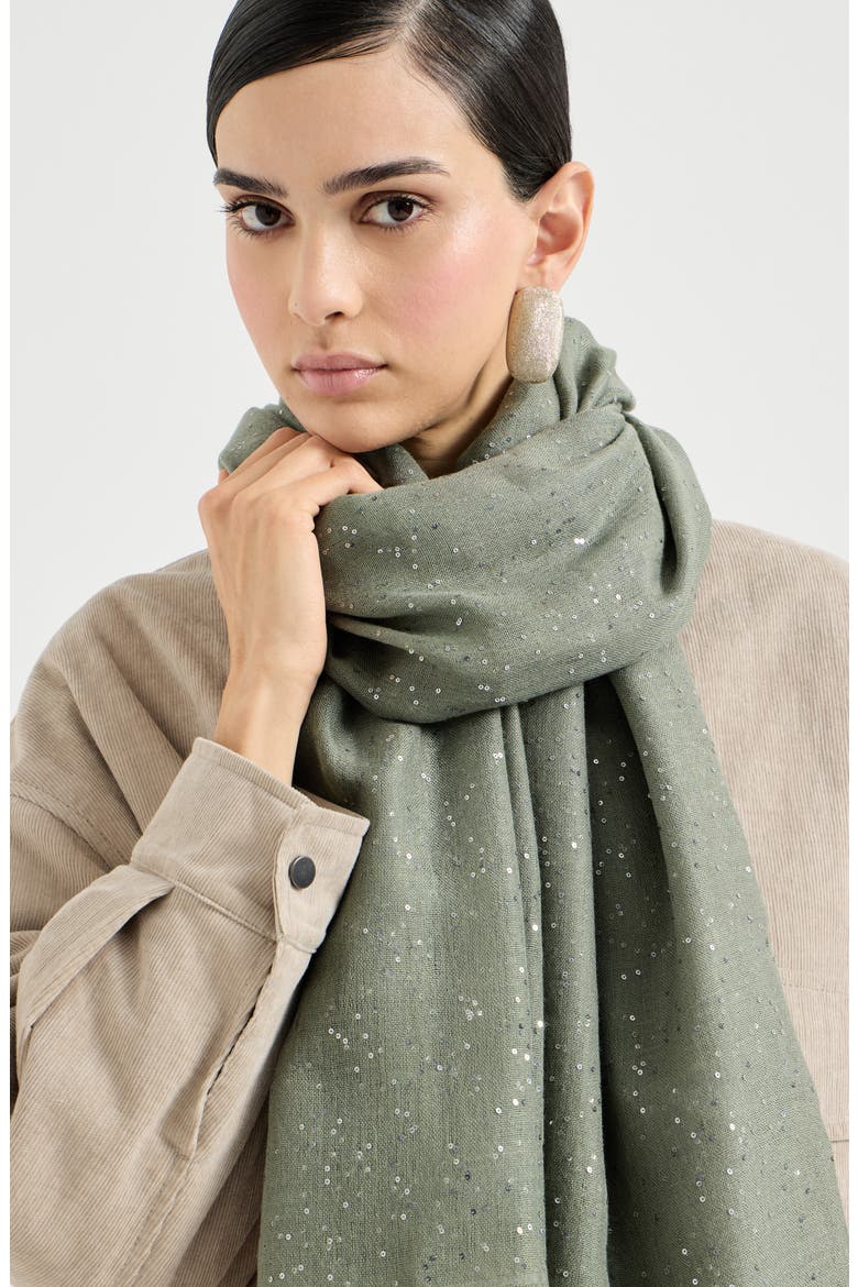Cashmere and silk Diamond yarn scarf, Alternate, color, Green