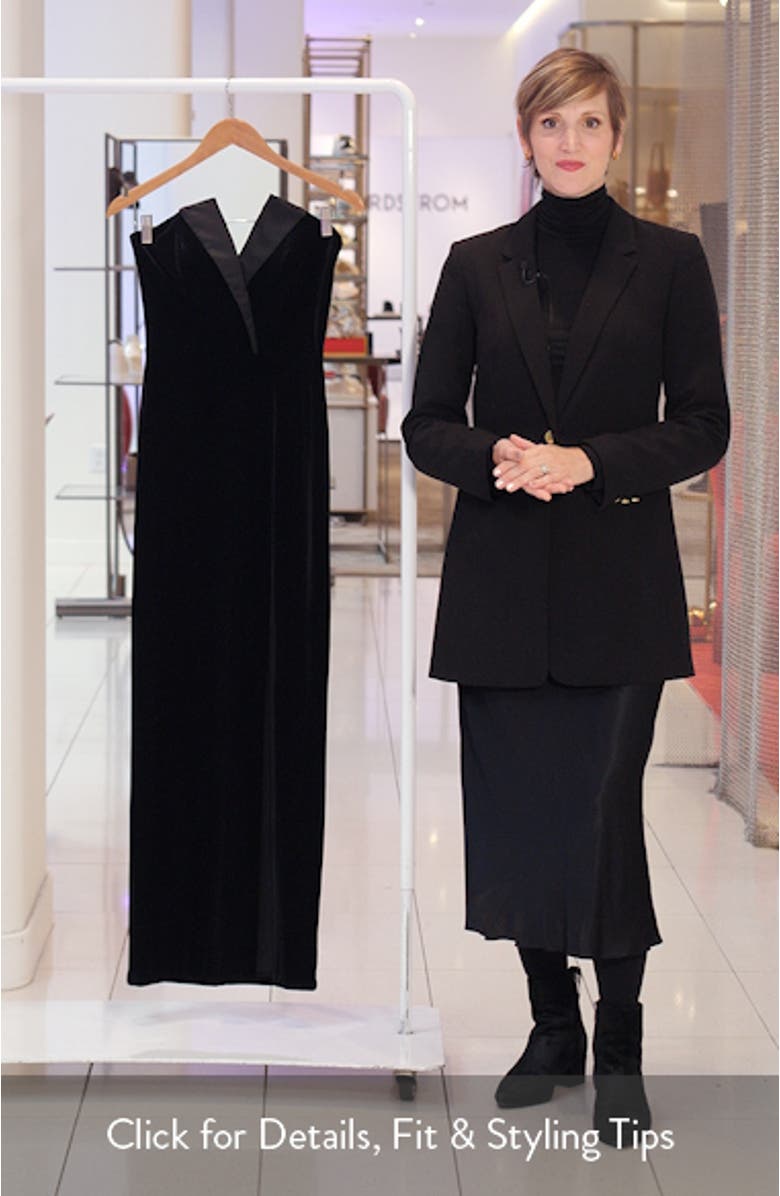 Velvet Strapless Tuxedo Gown, sales video thumbnail