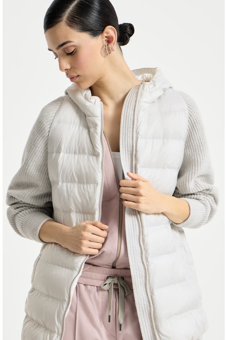 Nylon hooded down jacket, Alternate, color, Light Grey