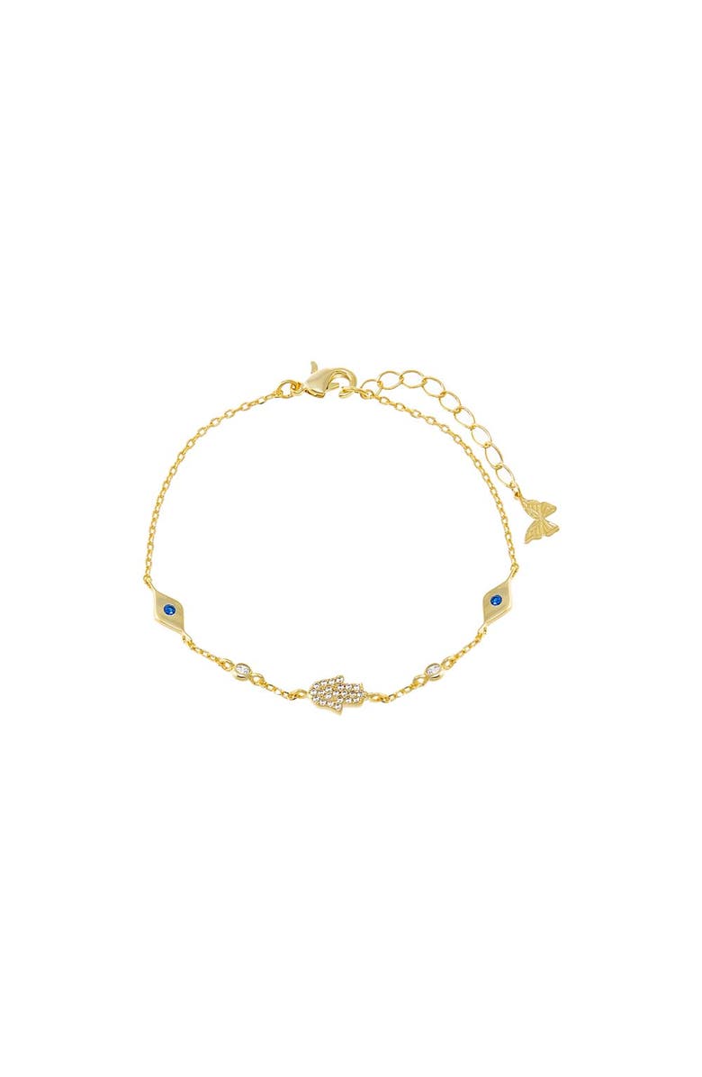 BY ADINA EDEN Colored Evil Eye & Hamsa Charm Bracelet, Main, color, Sapphire Blue