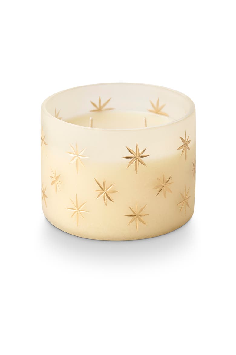 La Ciel Winter White Frosted Star Glass Candle, Main, color, White