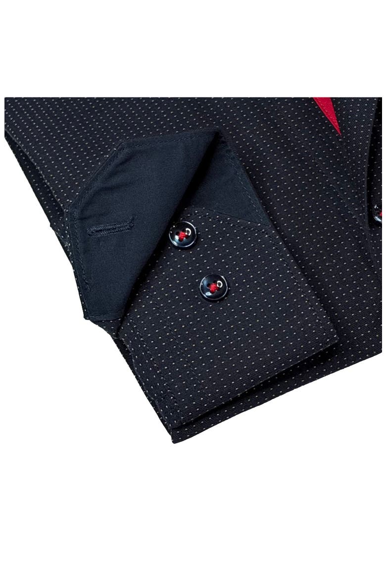 Dot Pattern Cotton Button-Up Shirt, Alternate, color, NAVY DOT PATTERN