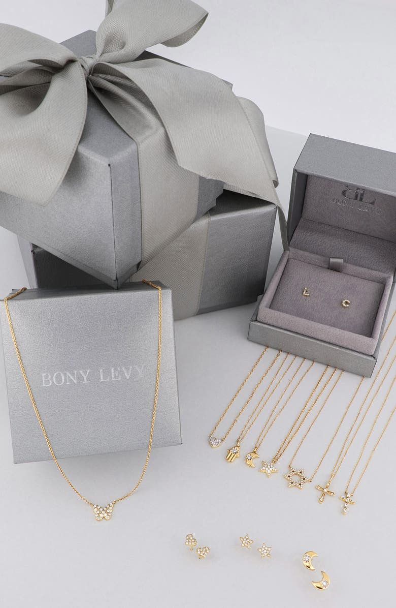 Bony Levy Icon Diamond Initial Single Stud Earring, Alternate, color, 18K Yellow Gold - B