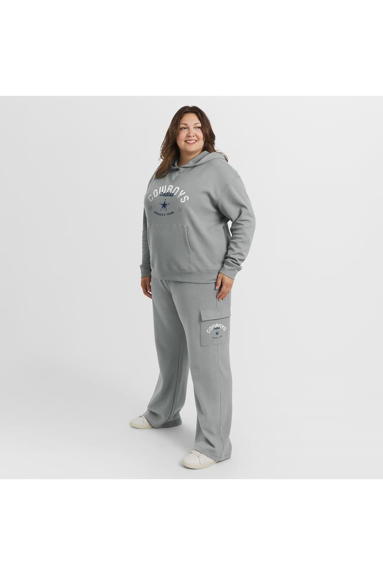 Women's WEAR by Erin Andrews Gray Dallas Cowboys Plus Size Waffle-Knit Long Sleeve Hooded Shirt & Pants Lounge Set, Alternate, color, Gray