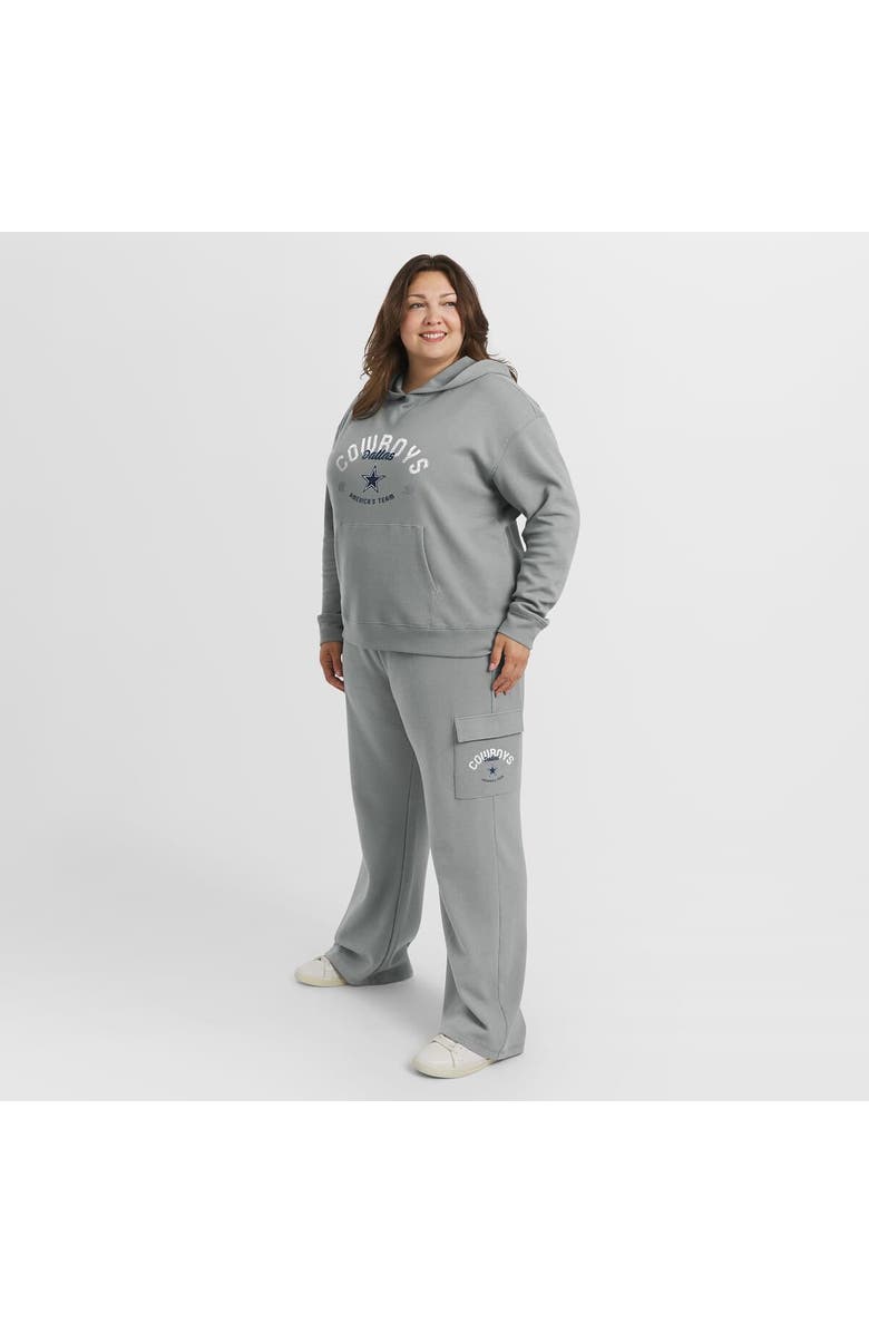 WEAR by Erin Andrews Women's WEAR by Erin Andrews Gray Dallas Cowboys Plus Size Waffle-Knit Long Sleeve Hooded Shirt & Pants Lounge Set, Alternate, color, Gray