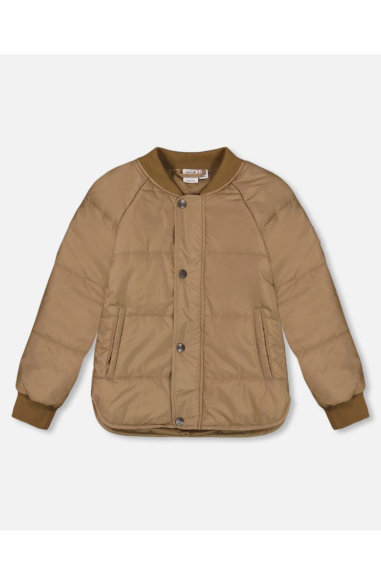 Deux par Deux Little Girl's Quilted Jacket Taupe, Main, color, 