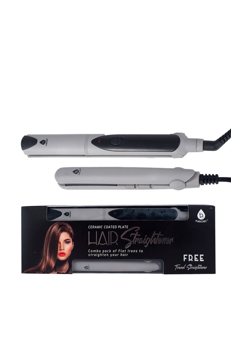 PURSONIC Flat Iron Hair Straightener With A Free Travel Straightener, Alternate, color, Grey